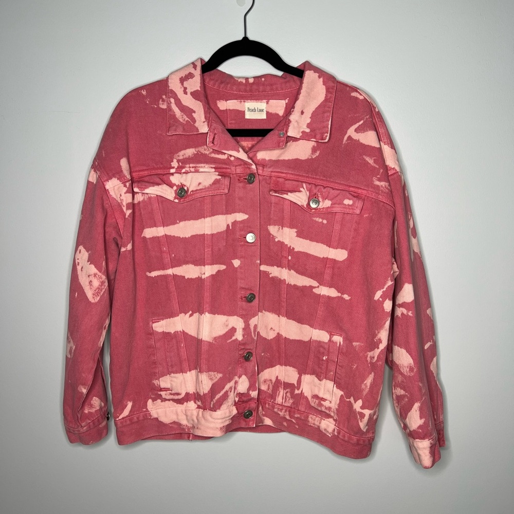 Pink Acid Wash Tye Dye Denim Jean Jacket